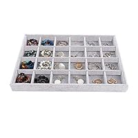 Emibele Jewelry Organizer, 24 Grids Necklace Pendant Organizer Watch Storage Rings Earrings Bracelet Organizer Tray Showcase Display Velvet Stackable Jewelry Storage - Grey