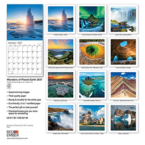 Wonders of Planet Earth - 2021 Hangable Wall Calendars by Red Ember