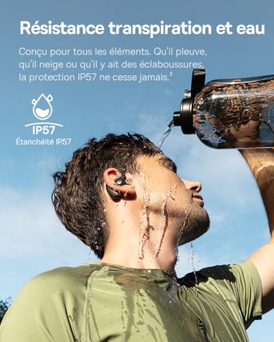 Eli Sport2 Open Ear Écouteurs, Écouteurs Sport à Conduction Aérienne avec Courbe de Confort S, 45H d’Autonomie, SuperBass 2.0, IPX7, Bluetooth 6.0, Appels Clairs avec 4 Micros IA