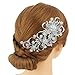 EVER FAITH Women's Austrian Crystal Elegant Wedding Flower Ribbon Hair Comb Clear Silver-Tone