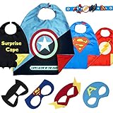 Dropplex Super Hero Capes for Kids Toys –Dress Up Clothes for Boys – Superhero Party Supplies Birthday – 4 Kids Costumes with Glow in The Dark Captain America Logo