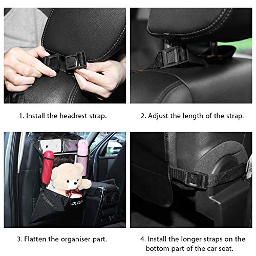 Back Seat Kick Mat for Kids, 2 Pack Back seat Car Organizer, Auto Kick Mats Backseat Protector with Storage Pockets - Clear Touch Screen 10" Ipad Holder, Waterproof Car Seat Back Bag for Kids (Black) - Thumbnail 6
