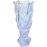 Eastern Rock Glass Flower vase 2.4lb 9.5inch,Bohemian Style, for Centerpieces,Wedding,Home Decor Glass Vase (Clear)