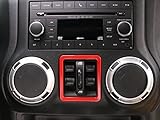 opar Red Window Button Cover Trim for 2011-2018 Jeep JK Wrangler & Unlimited