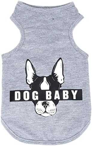 ペット 犬 服 洋服 春夏用 クール 涼しい ひんやり 英字絵柄 タンクトップ シャツ ベスト 小型犬 超小型犬 子犬 おしゃれ 可愛い 通気 脱毛保護 お散歩 おでかけ 室内 4カラー グレー S