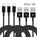 Cordify 3Pack Extra Long 10FT Lightning to USB Charger Cable, 8 Pin USB Sync and Charging Cords Compatible with iPhone 7/7 Plus/6s/6s Plus/6/6 Plus/5s/5c/5/SE, iPad/iPod (Black)