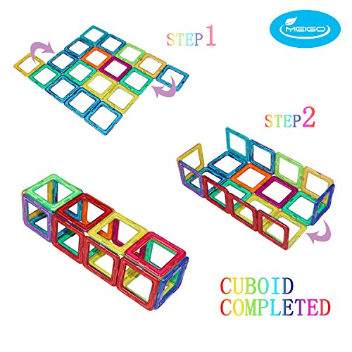 MEIGO Magnetic Blocks - Kids Magnetic Building Tiles Set STEM Educational Magnet Toys for Toddlers (30pcs & 70pcs) - Thumbnail 5
