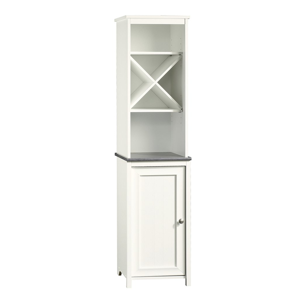 Sauder 414036 Caraway Linen Tower, L: 14.72" x W: 15.51" x H: 60.59", Soft White finish