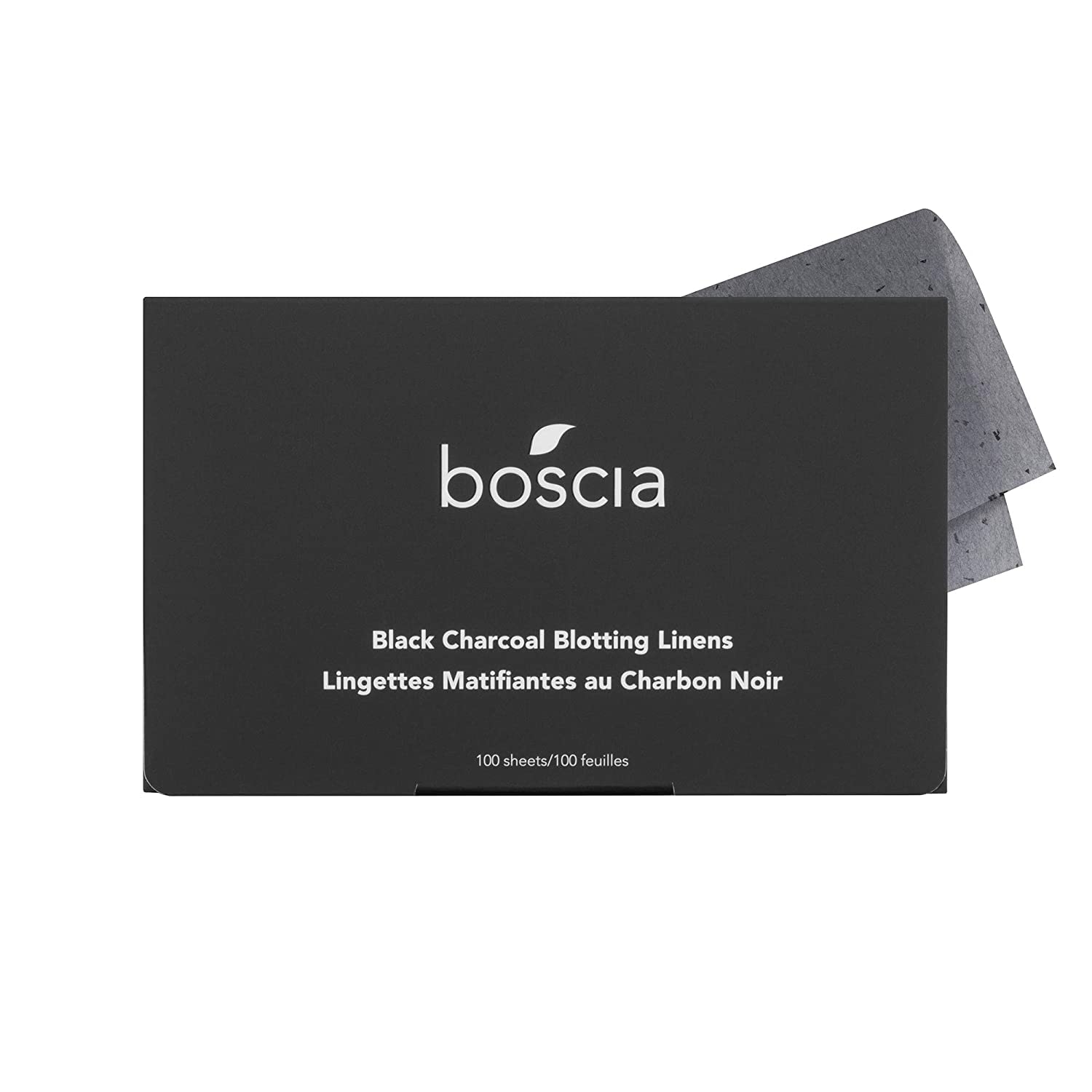 boscia Black Charcoal Blotting Linens - Vegan, Cruelty-Free, Natural Skin Care - Oil Blotting Sheets for Face - For Combination to Oily Skin Types - Travel Size - 100 Sheets