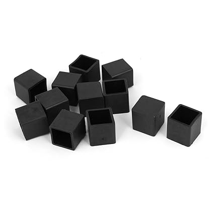 Sellify 20mm x 20mm Rubber Square Shaped Furniture Foot Cover Protector Pad Black 12pcs
