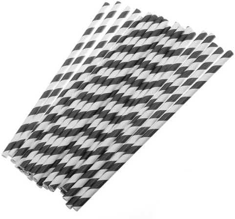 "25 PCS Colorful Paper Biodegradable Drinking Straws (Black)" shopping