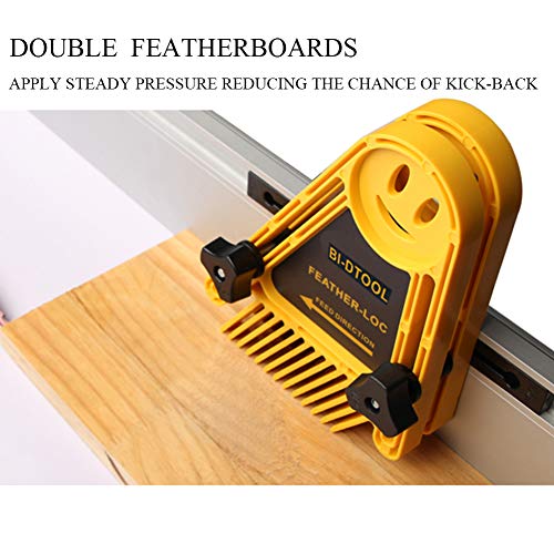 BI-DTOOL Double Featherboards, Adjustable Feather Boards For Table Saw Bandsaw Fence Router Table And Table Saw Fence, Woodworking Router Table Accessories, Bandsaw Accessories, Pack Of 2