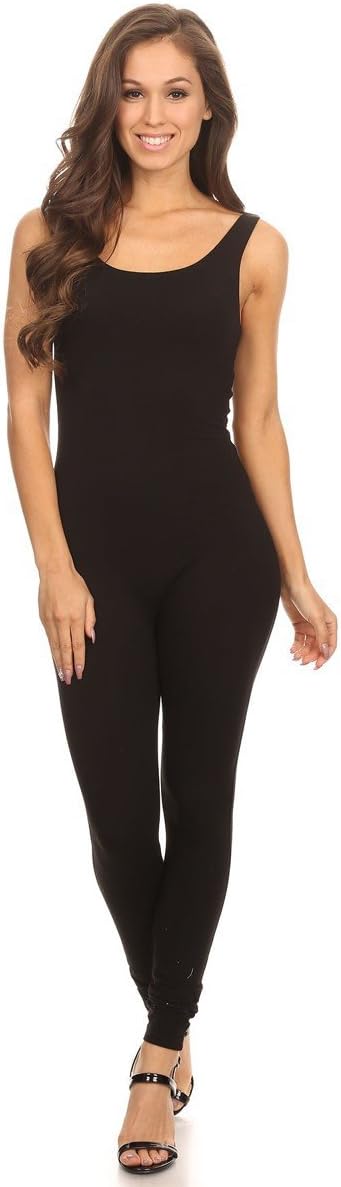 Stretch Cotton Bodysuit Women's Scoop Neck Sleeveless Stretch Cotton One Piece Jumpsuits Unitard Bodysuits(&Plus)