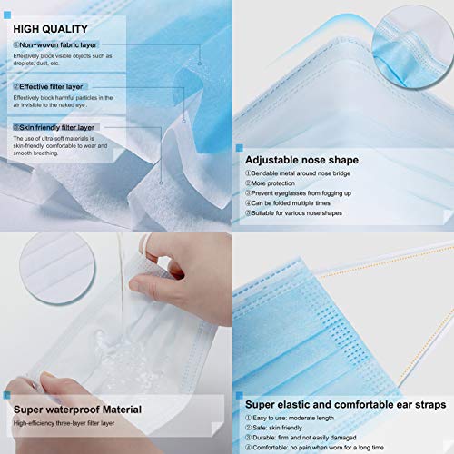 YXGZI Disposable Face Mask 3Ply with Filter Cotton Elastic Earloop 50Pcs