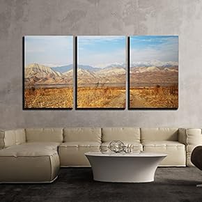 3 Piece Canvas Wall Art - Typical Iceland Landscape with Road and Mountains - Modern Home Art Stretched and Framed Ready to Hang - 16"x24"x3 Panels