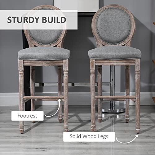 Vintage Bar Stools Set of 2, Wood Barstools Accent Chairs with