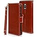 Liwin Galaxy S5 Active Case, Galaxy S5 Active Flip Case - E LV Deluxe PU Leather Folio Wallet Case Cover for Samsung Galaxy S5 Active Sm-G870 (Water Resistant Model) - Brown