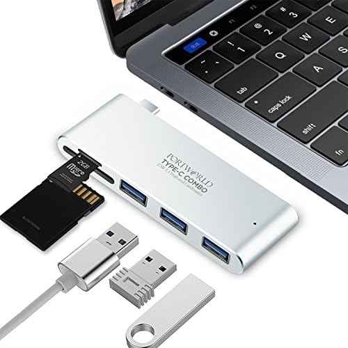 USB C 3.1 Hub, 3-Port USB 3.0 Data Hub with SD/Micro Card Reader for MacBook and ChromeBook and More Type C Devices (Silver)