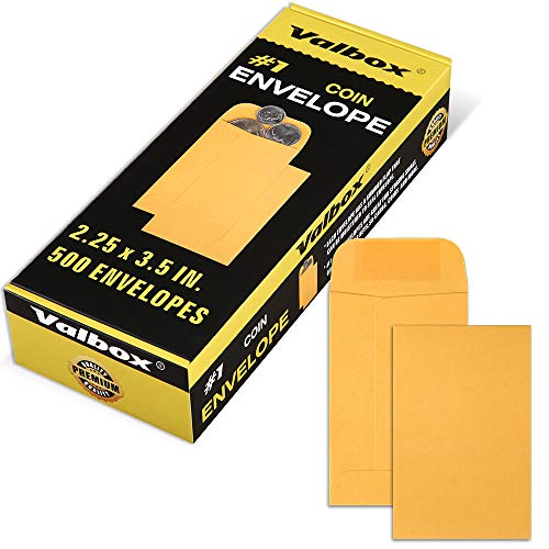ValBox 1 Coin Envelopes 2.25x 3.5 Small Parts Envelope with Gummed