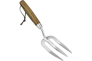 Garden Hand Fork, Hand Weeding Fork with Sharp Tine for Easy Uprooting Large Weeds, Stainless Steel Garden Fork, Comfortable 