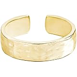 14K Gold Plated Hammered Ring, Thumb Ring, Sterling Silver Band Ring, Handmade Rings for Women, Size Adjustable 5.5-8, Gift f