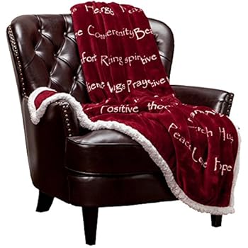 Chanasya Warm Hugs Positive Energy Healing Thoughts Caring Gift Throw Blanket - Sherpa Microfiber Comfort Gift Throw - Get Well Soon Gift for Women Men Cancer Patient - Burgundy Blanket