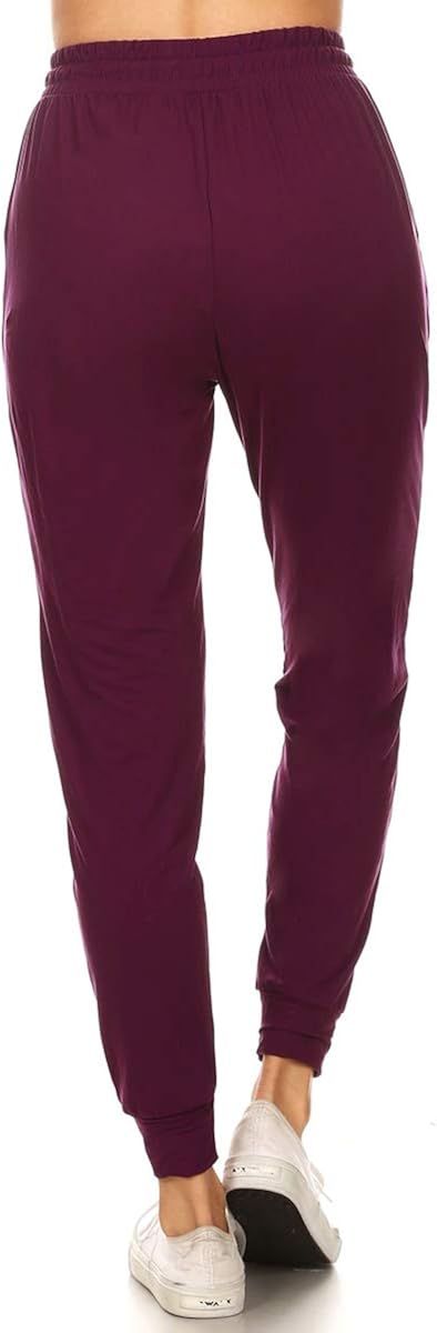Leggings Depot Women's Printed Solid Activewear Jogger Track Cuff Sweatpants at  Women’s Clothing store