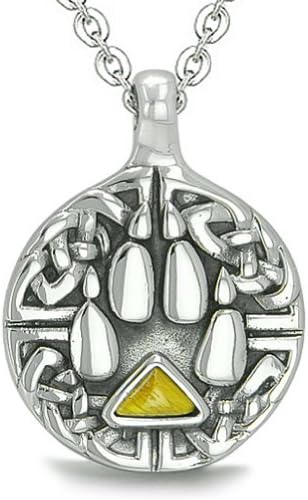 Amulet Wolf Paw Celtic Shield Knot Triangle Energy Unique Pendant Necklace
