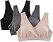 CAKYE Women's Nursing Tank Sleep Bra For Nursing And Maternity (Small/ 34B,34C,34D, Black + Deep Grey + Nude (3Pcs))