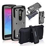 Anyshock Heavy Duty Shockproof Durable Full Body Protection Rugged Hybrid holster Case with belt Swivel clip, built-in Screen Protector and Kickstand for LG G Stylo 2/G Stylus 2/LS775-Gray