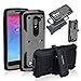 Anyshock Heavy Duty Shockproof Durable Full Body Protection Rugged Hybrid holster Case with belt Swivel clip, built-in Screen Protector and Kickstand for LG G Stylo 2/G Stylus 2/LS775-Gray