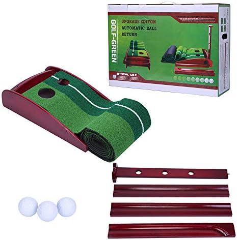 SHINYEVER Putting Mat Golf Green Indoor and Outdoor with Auto Ball Return,Crystal Velvet Mat and Solid Wood Base SHINYEVER Putting Mat Golf Green Indoor and Outdoor with Auto Ball Return,Crystal Velvet Mat and Solid Wood Base