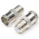 ANHAN Male/Female Connector F-pin Coaxial Quick Connect Adapter Threaded F-Jack to F-Quick Push On Plug Adapter 2Packs