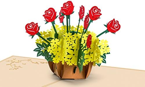FLOWER BASKET POP UP CARD, 3D Card, Mother's Day Card, Springtime Card, Birthday Card, Graduation Card, Valentine’s Day Card, Romance Card, Anniversary Card, Wedding Card