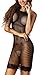 Freemale Women Sexy Lingerie Halter Fishnet Babydoll Stretch Min Dress Chemise (Black)
