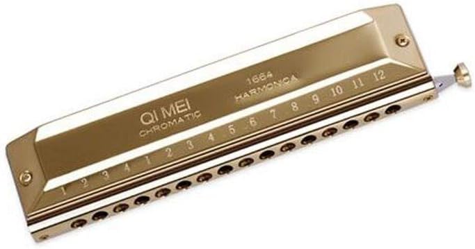 JSNRY Harmonica, 16-hole Chromatic Harmonica For Professional-level Performances,Black, Gold, Silver Playing the harmonica (Color : Gold)