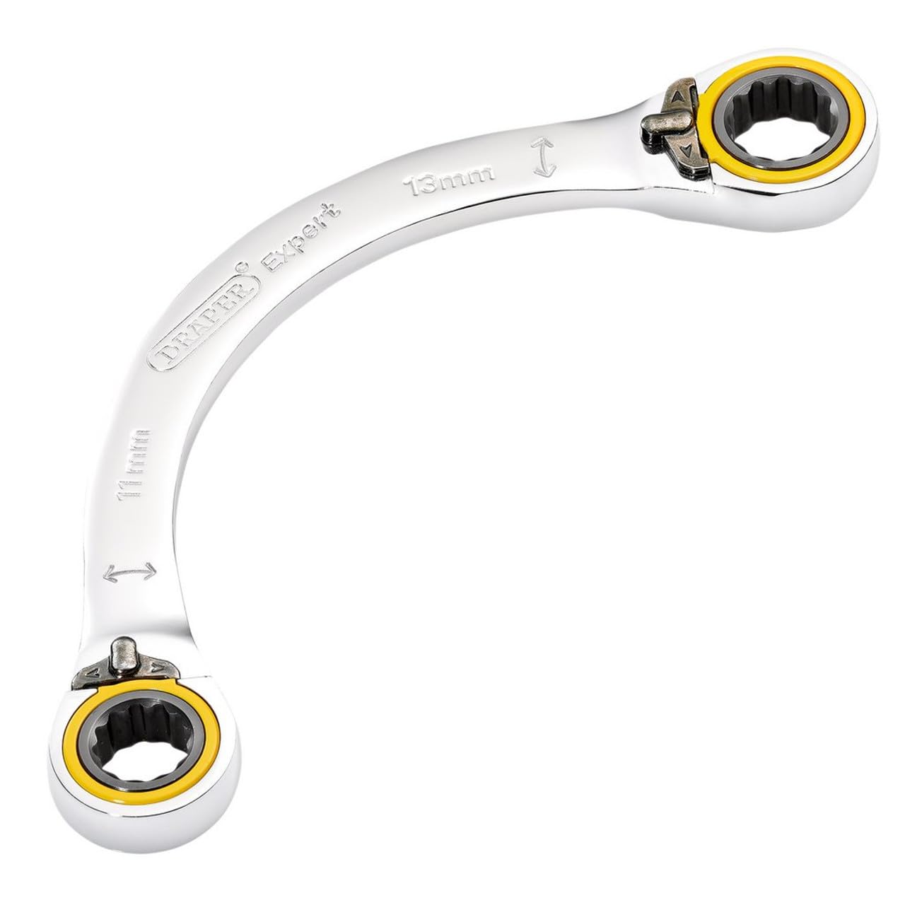 Draper 03934 Expert HI-TORQ Double Ring Ratchet Half Moon Spanner, 11 x 13mm