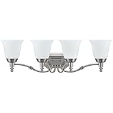 Aspen Creative 62023-2, Four-Light Metal Bathroom Vanity Wall Light Fixture, 30" Wide, Transitional Design in Satin Nickel wi