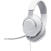 JBL Quantum 100 - Wired Over-Ear Gaming Headphones - White, Large | Be at the center of the game with JBL QuantumSOUND Signature, Play even longer in memory foam comfort