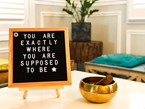 Felt Letter Board with 295 white detachable letters + 35 emojis framed in a rustic 10x10 inches oak wood. Comes with: Free oak tripod stand, scissors, and canvas bag.