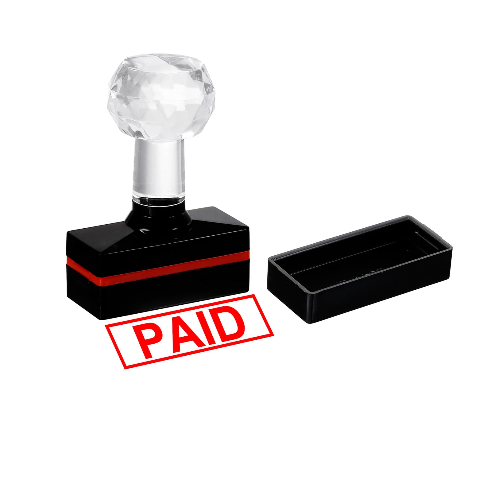 PATIKIL Paid Stamp Self Inking, Red Ink Office Stamps Pre Inked Message Stamp Refillable Business Stamp, Black