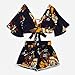 Clearance Deals ！ V Collar Top，Beautyvan Casual Two Piece Set Women Botanical Print Summer V Collar Top Shorts Beachwear (L, Black)