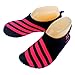 Cevinee Slip-on Water Shoes, Anti-slip Athletic Aqua Socks, for Outdoor Pool Beach Swim Exercise Workout - Pink Stripe, XL (US Women 9-10, Men 7.5-8.5)