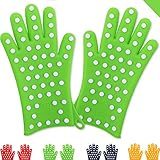 Finally! Women's Silicone Oven Mitts / Pot Holders. These Cooking Gloves are the Only Ones Designed Specifically to Fit Ladies' Hands - Ultra Flexible & Heat Resistant | They are Perfect for Birthday Gifts for Her & Ideal for Bridal Showers, Weddings & Housewarming Gifts (Lime Green, M/L, 1 Pair)