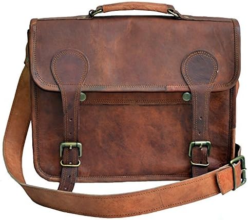 13" Genuine Leather messenger bag for men &amp; women office shoulder bag briefcase laptop bag satchel