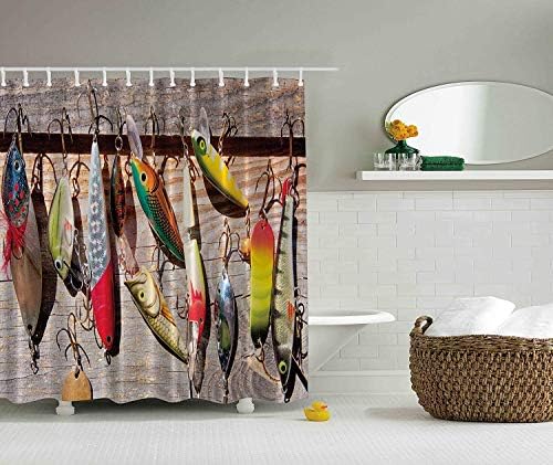 Ashasds Custom Shower Curtain Fishing Lure Rods Fisherman Creative Nautical for Home Bathroom Decorative Bath Curtains with Hooks