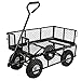 Sunnydaze Utility Steel Garden Cart, Outdoor Lawn Wagon with Removable Sides, Heavy-Duty 400 Pound Capacity, Black