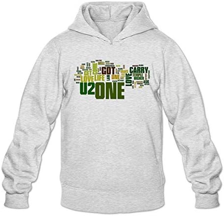 Yatyler Personalized Alternative Rock U2 2016 Hoodie for Men 100% Organic Cotton Light Grey XXL