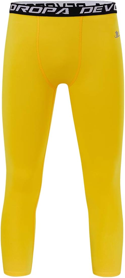 DEVOROPA Boys Leggings Quick Dry Youth Compression Pants Sports Tights Basketball Base Layer: Clothing