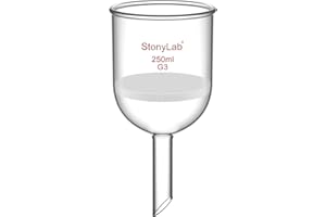 StonyLab Borosilicate Glass Buchner Filtering Funnel with Fine Frit(G3), 76mm Inner-Diameter, 80mm Depth (250ml)